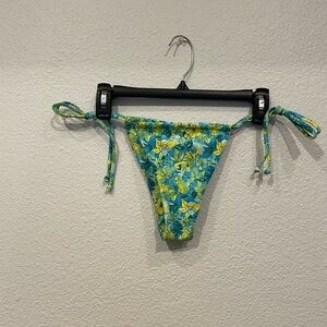 Blue Green Yellow Floral Cheeky Bikini Bottom with Tie Sides